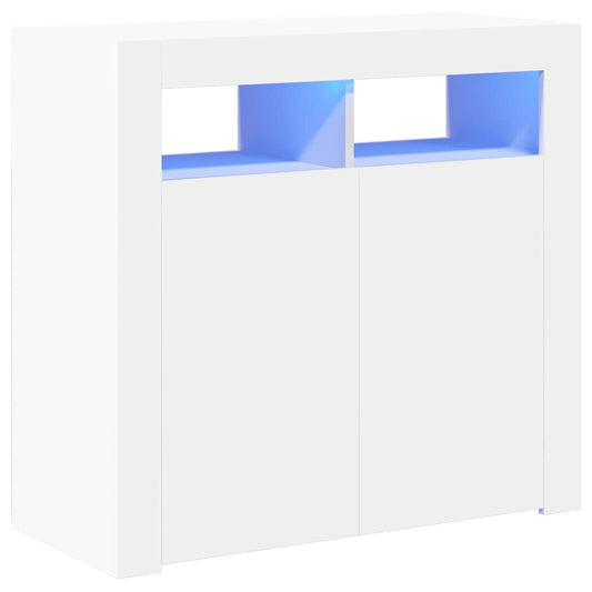 804328 vidaXL Sideboard with LED Lights White 80x35x75 cm