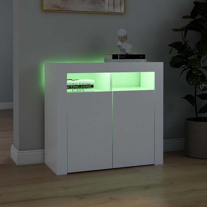 804328 vidaXL Sideboard with LED Lights White 80x35x75 cm