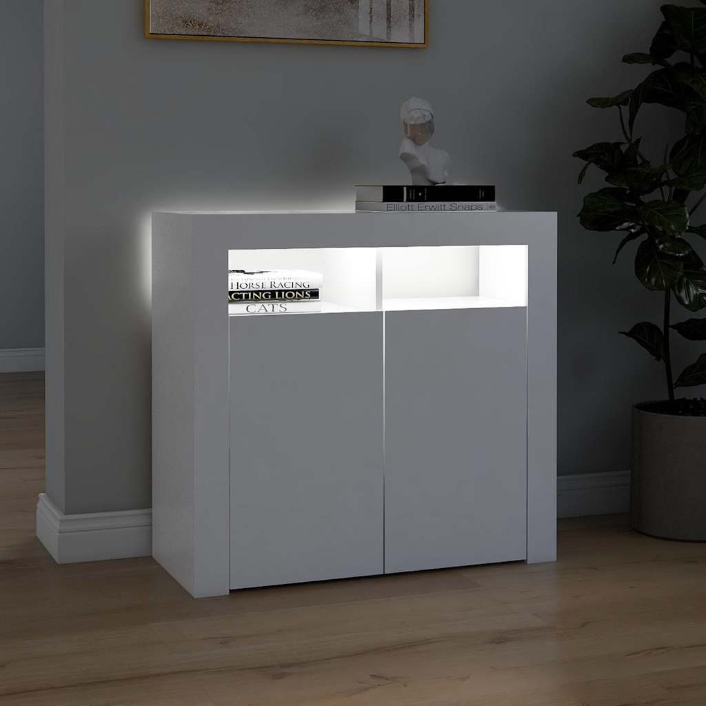 804328 vidaXL Sideboard with LED Lights White 80x35x75 cm