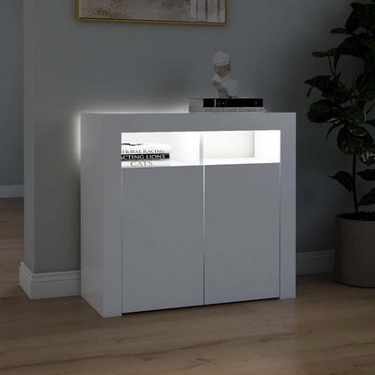 804328 vidaXL Sideboard with LED Lights White 80x35x75 cm