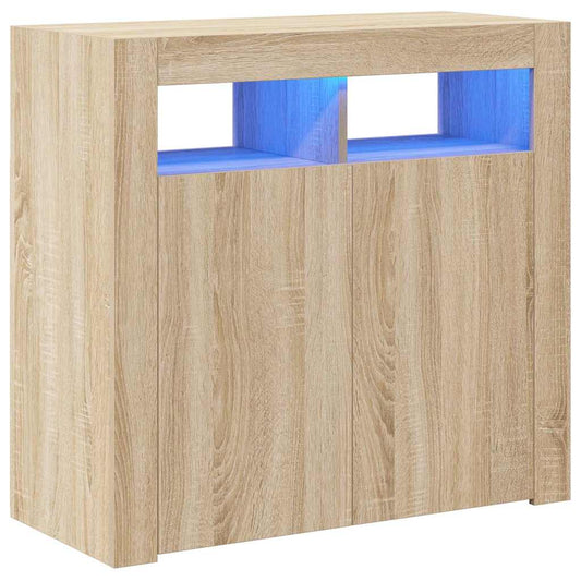 804331 vidaXL Sideboard with LED Lights Sonoma Oak 80x35x75 cm