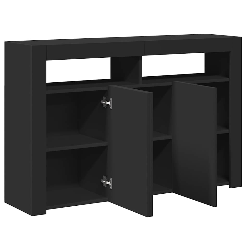 Sideboard with LED Lights Black 115.5x30x75 cm