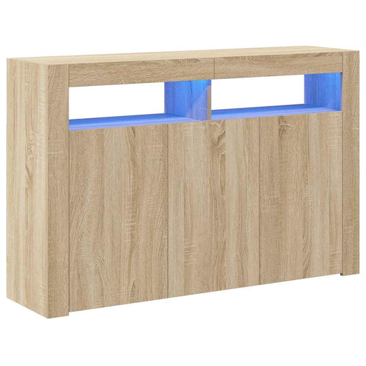 804340 vidaXL Sideboard with LED Lights Sonoma Oak 115,5x30x75 cm