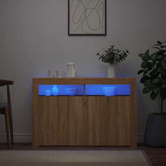 804340 vidaXL Sideboard with LED Lights Sonoma Oak 115,5x30x75 cm