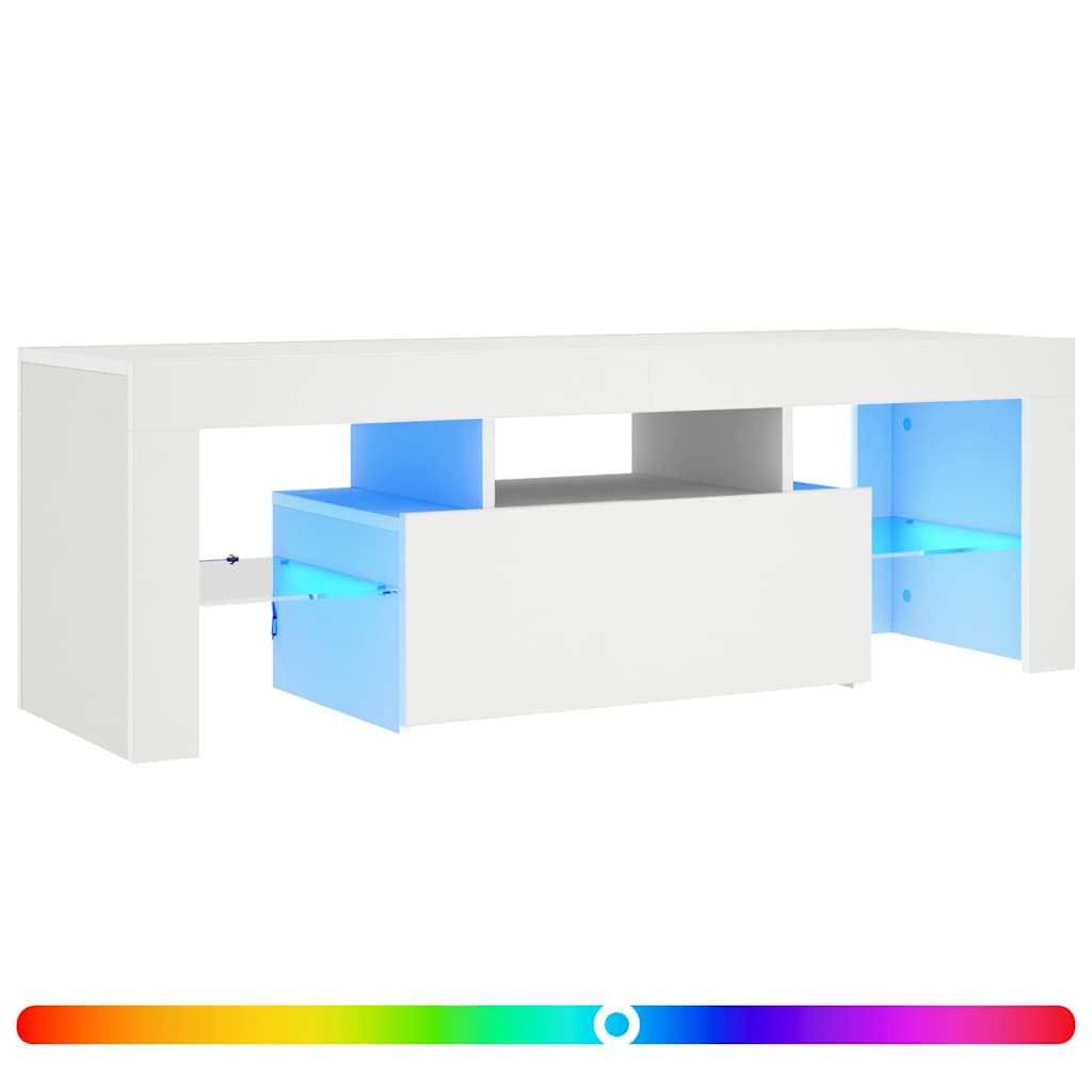 804346 vidaXL TV Cabinet with LED Lights White 120x35x40 cm