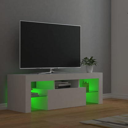 804346 vidaXL TV Cabinet with LED Lights White 120x35x40 cm