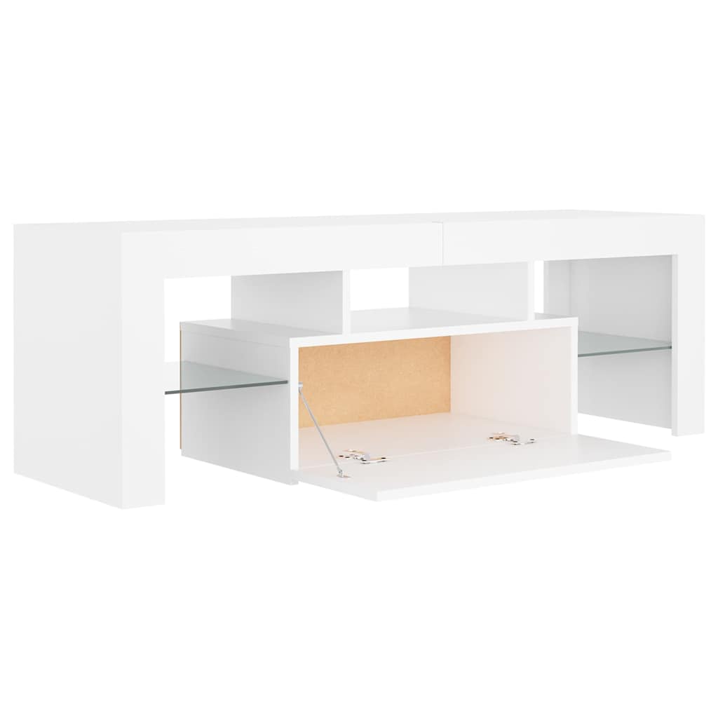 804346 vidaXL TV Cabinet with LED Lights White 120x35x40 cm