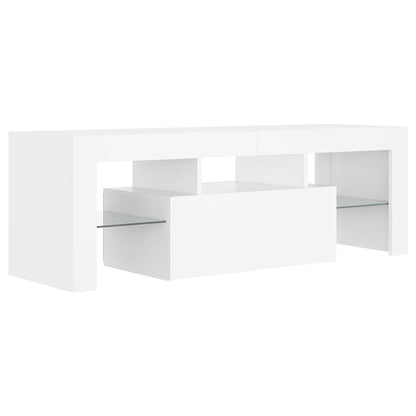 804346 vidaXL TV Cabinet with LED Lights White 120x35x40 cm