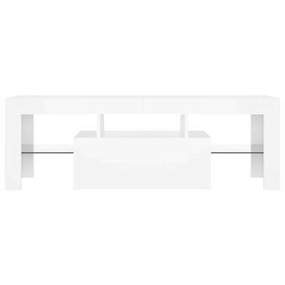 804346 vidaXL TV Cabinet with LED Lights White 120x35x40 cm