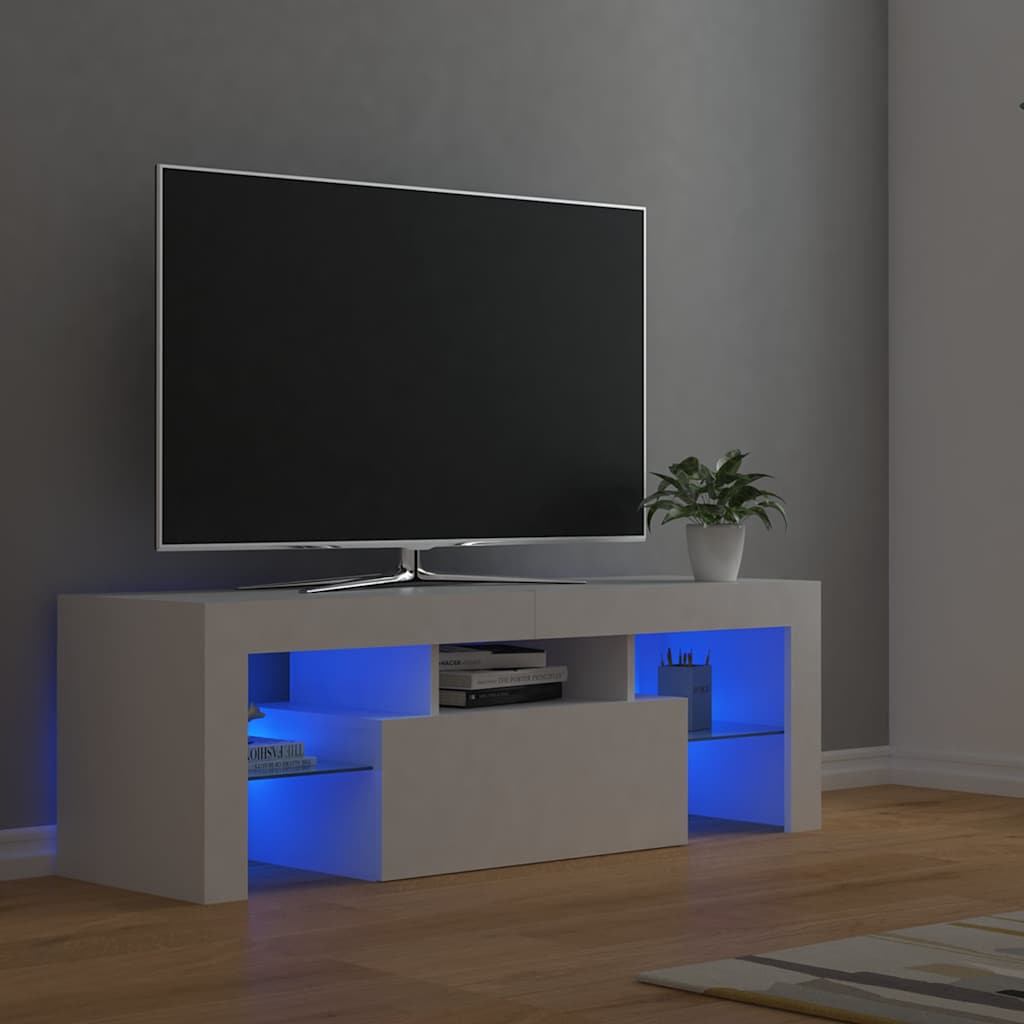 804346 vidaXL TV Cabinet with LED Lights White 120x35x40 cm