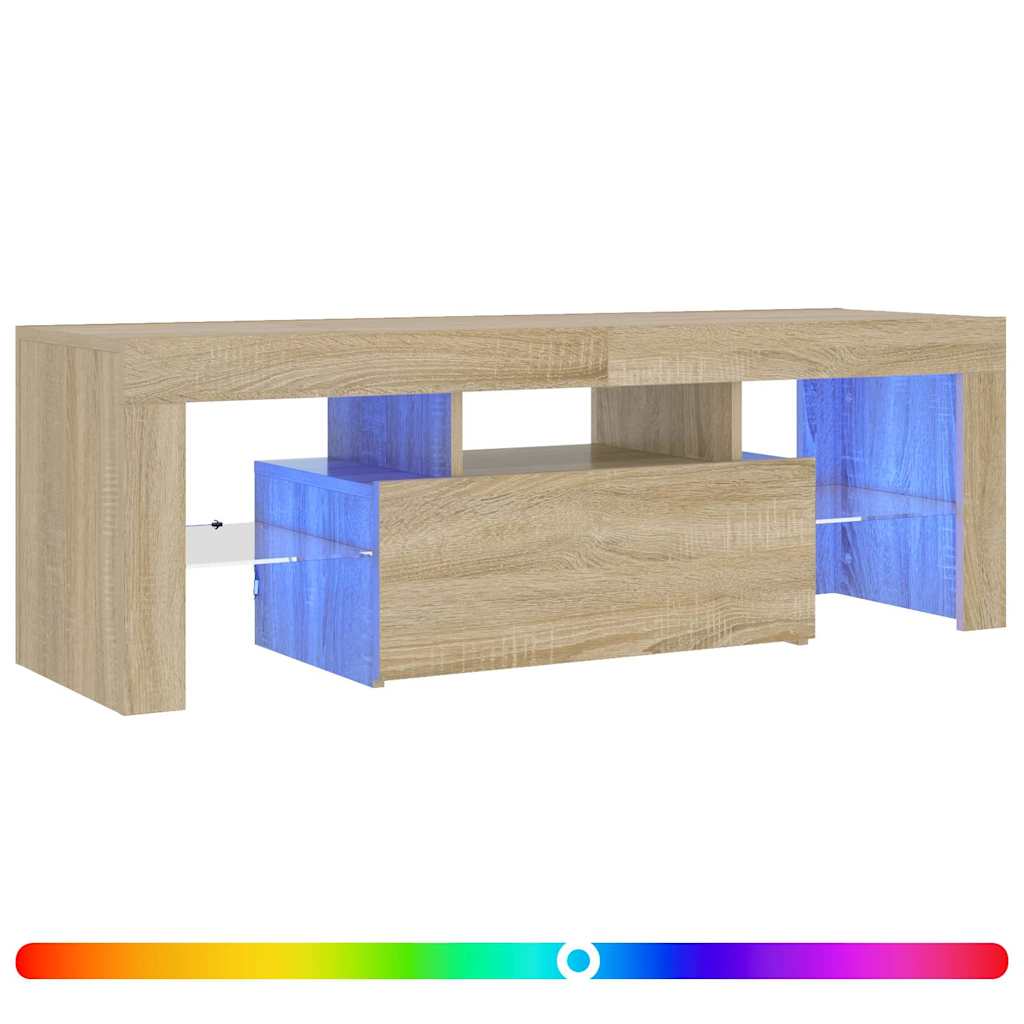 804349 vidaXL TV Cabinet with LED Lights Sonoma Oak 120x35x40 cm
