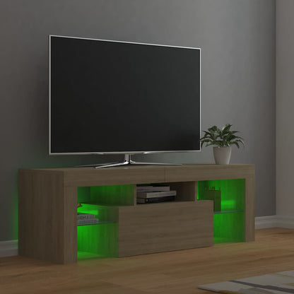 804349 vidaXL TV Cabinet with LED Lights Sonoma Oak 120x35x40 cm