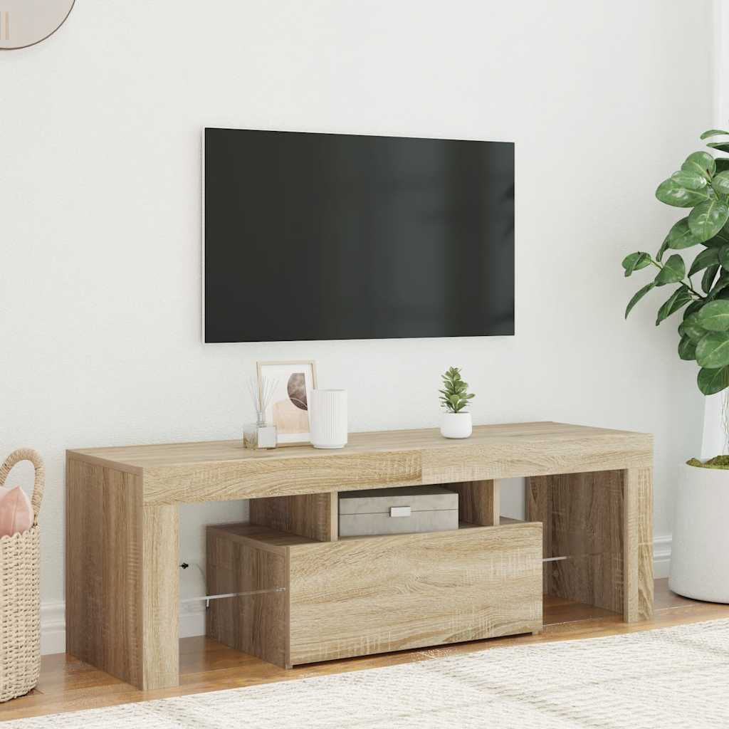 TV Cabinet with LED Lights Sonoma Oak 120x35x40 cm