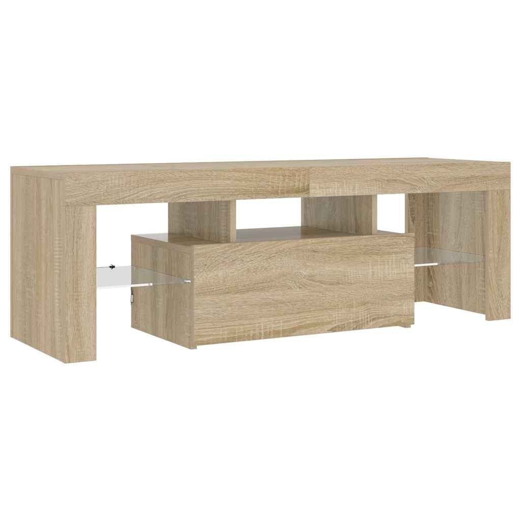 804349 vidaXL TV Cabinet with LED Lights Sonoma Oak 120x35x40 cm