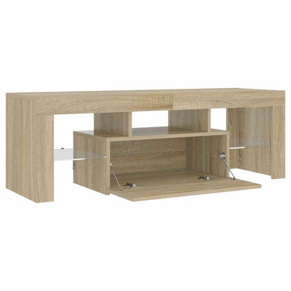 804349 vidaXL TV Cabinet with LED Lights Sonoma Oak 120x35x40 cm