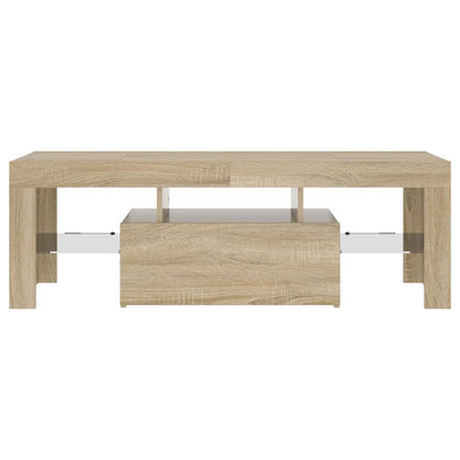 804349 vidaXL TV Cabinet with LED Lights Sonoma Oak 120x35x40 cm