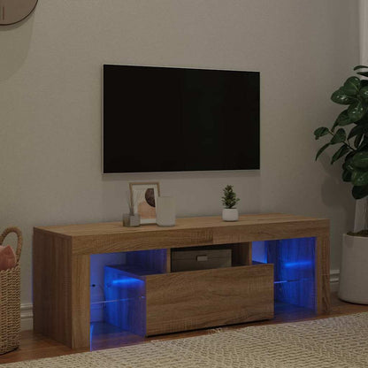 804349 vidaXL TV Cabinet with LED Lights Sonoma Oak 120x35x40 cm