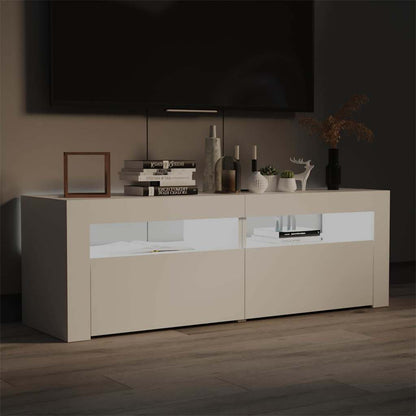 804355 vidaXL TV Cabinet with LED Lights White 120x35x40 cm