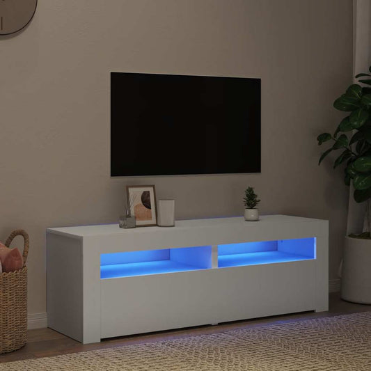 TV Cabinet with LED Lights White 120x35x40 cm