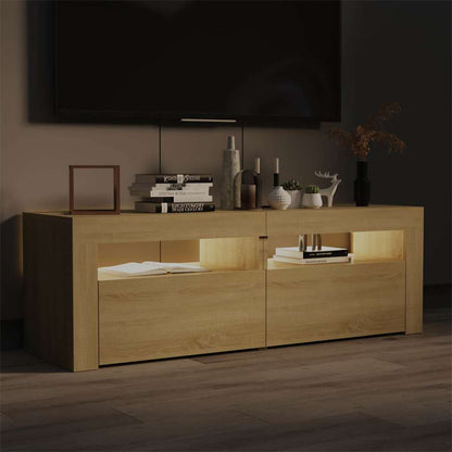 804358 vidaXL TV Cabinet with LED Lights Sonoma Oak 120x35x40 cm