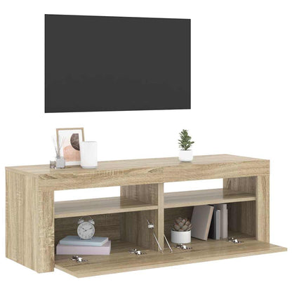 804358 vidaXL TV Cabinet with LED Lights Sonoma Oak 120x35x40 cm