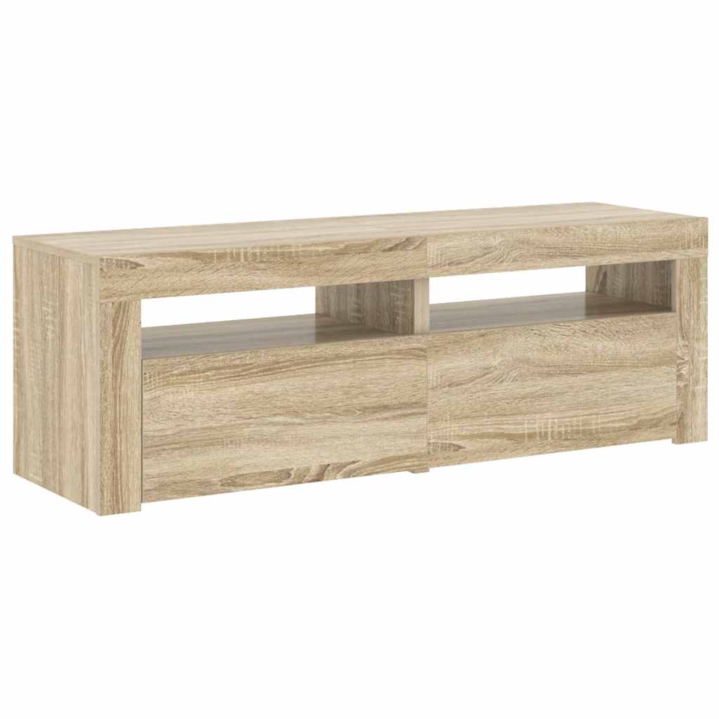 804358 vidaXL TV Cabinet with LED Lights Sonoma Oak 120x35x40 cm