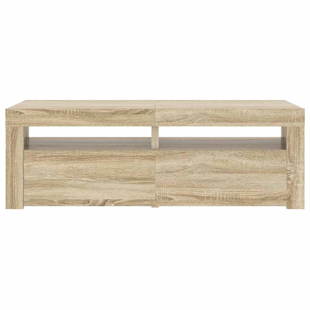 804358 vidaXL TV Cabinet with LED Lights Sonoma Oak 120x35x40 cm