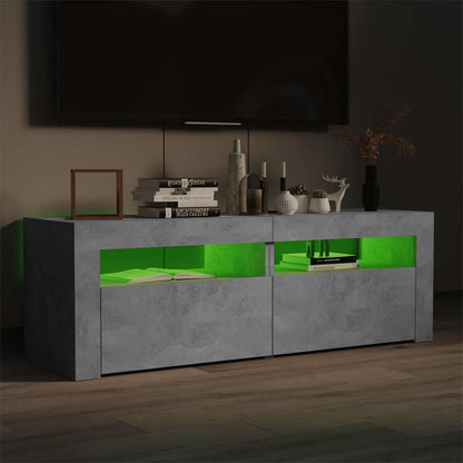 804359 vidaXL TV Cabinet with LED Lights Concrete Grey 120x35x40 cm
