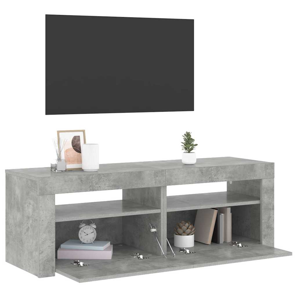 TV Cabinet with LED Lights Concrete Grey 120x35x40 cm