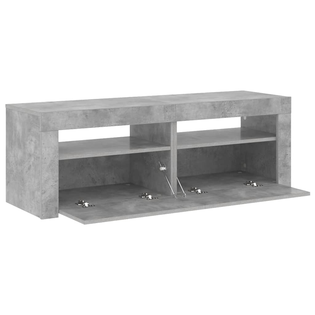 TV Cabinet with LED Lights Concrete Grey 120x35x40 cm