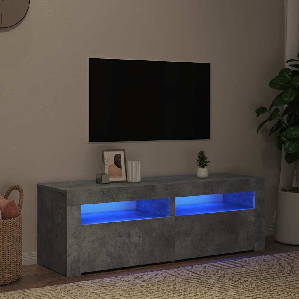 804359 vidaXL TV Cabinet with LED Lights Concrete Grey 120x35x40 cm