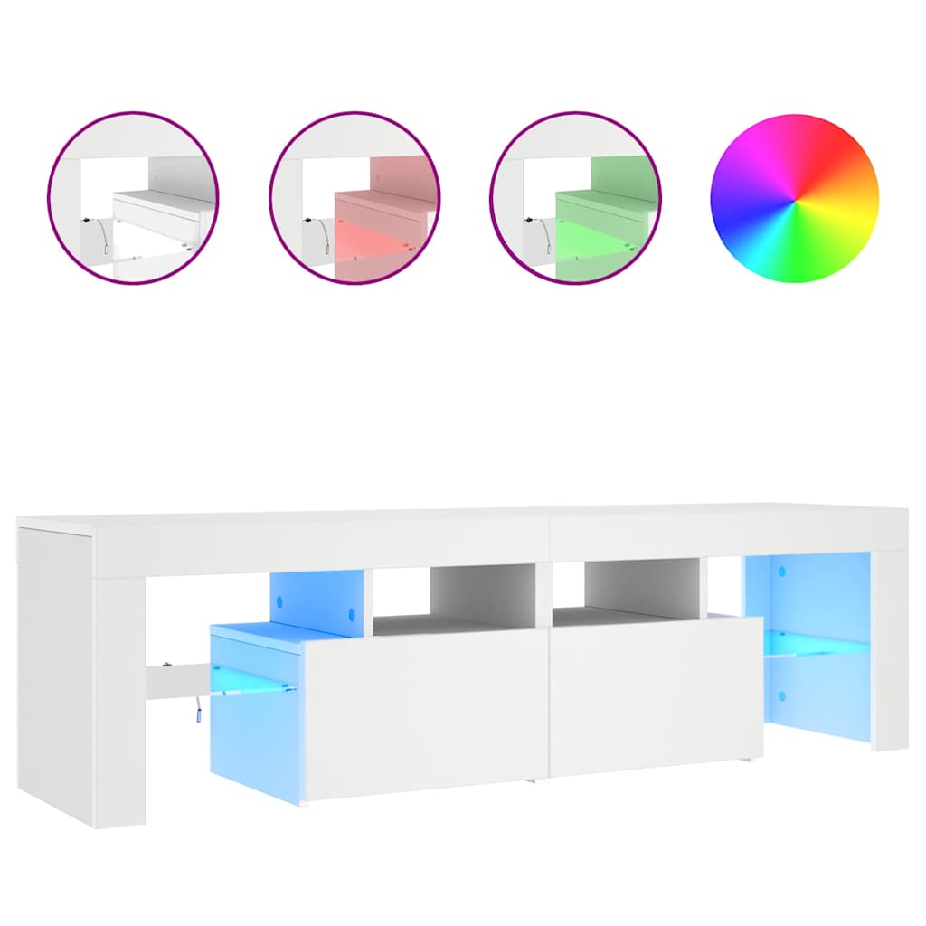 TV Cabinet with LED Lights White 140x36,5x40 cm