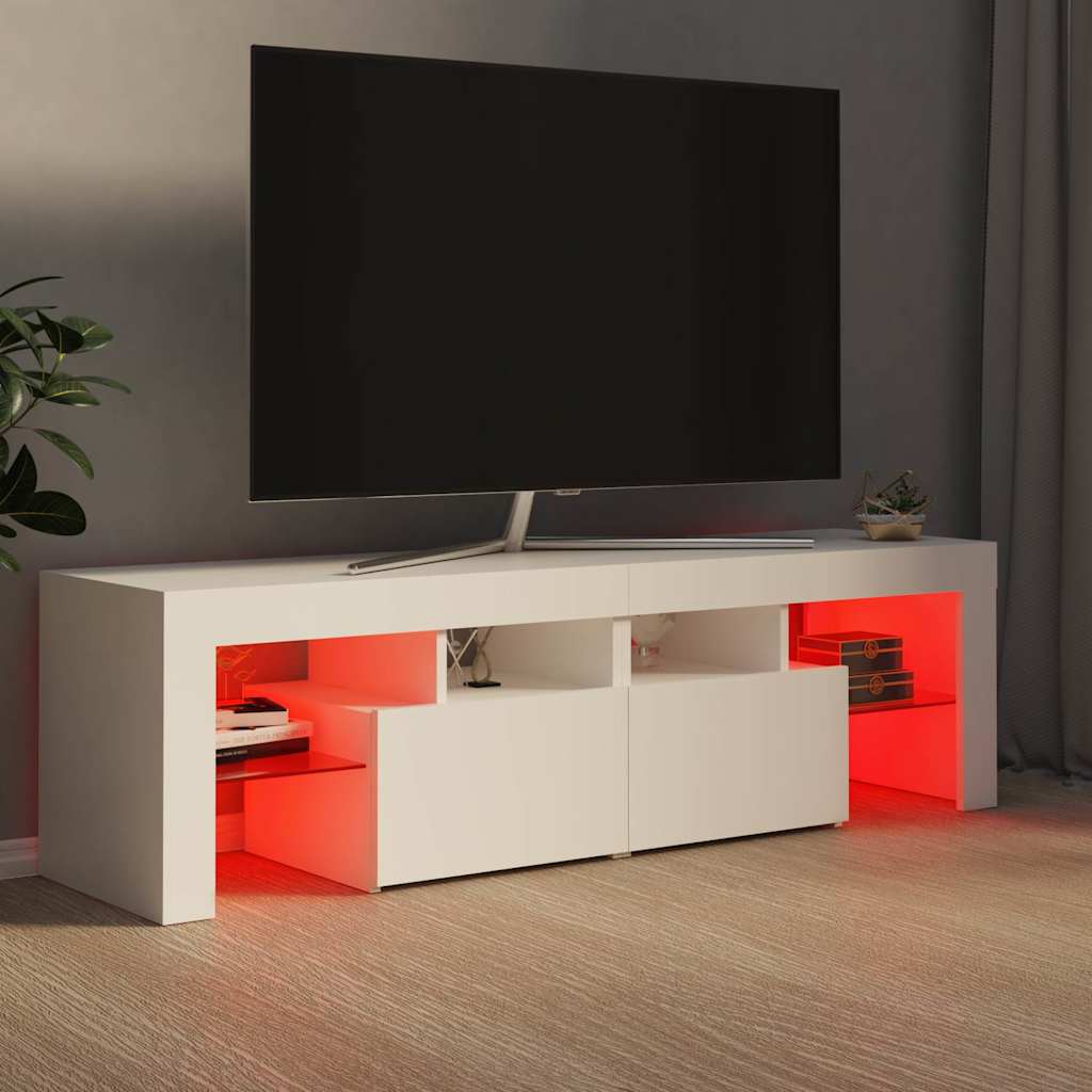 TV Cabinet with LED Lights White 140x36,5x40 cm