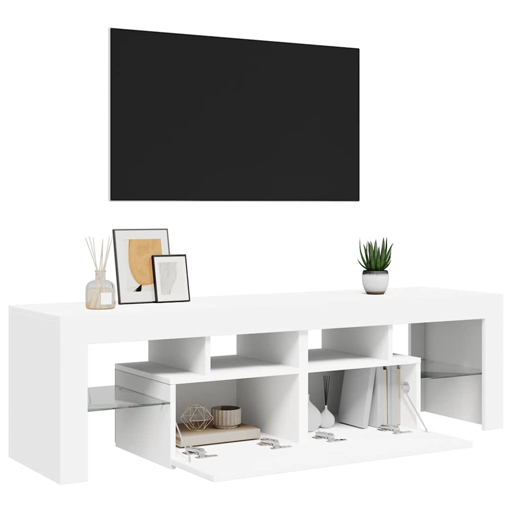 TV Cabinet with LED Lights White 140x36.5x40 cm