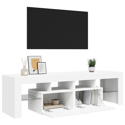 TV Cabinet with LED Lights White 140x36.5x40 cm