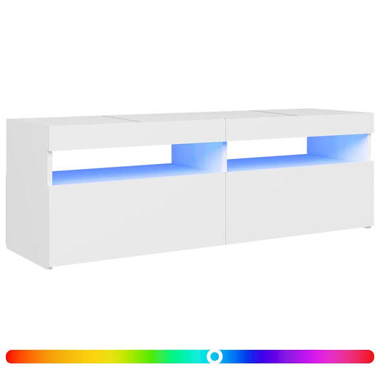 804373 vidaXL TV Cabinet with LED Lights White 120x35x40 cm