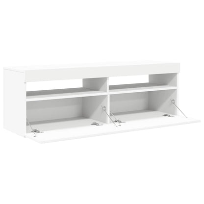 TV Cabinet with LED Lights White 120x35x40 cm