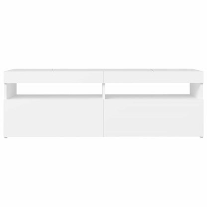 804373 vidaXL TV Cabinet with LED Lights White 120x35x40 cm