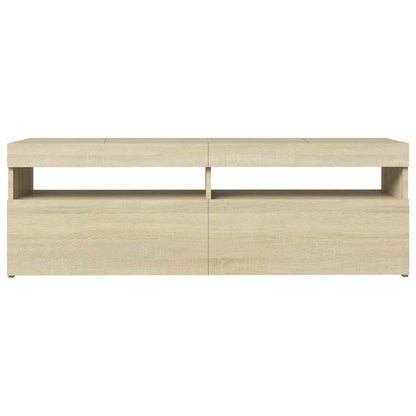 804376 vidaXL TV Cabinet with LED Lights Sonoma Oak 120x35x40 cm