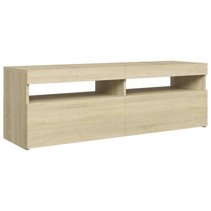 804376 vidaXL TV Cabinet with LED Lights Sonoma Oak 120x35x40 cm
