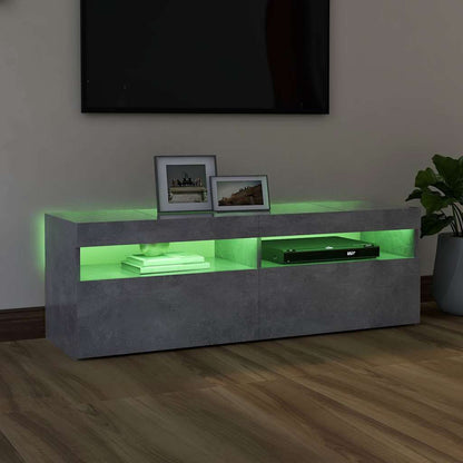 804377 vidaXL TV Cabinet with LED Lights Concrete Grey 120x35x40 cm
