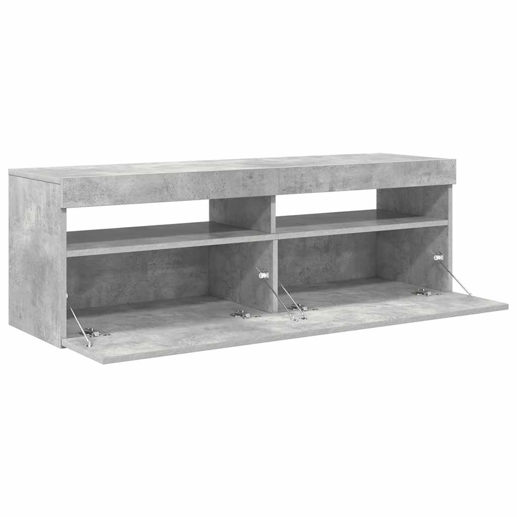 TV Cabinet with LED Lights Concrete Grey 120x35x40 cm