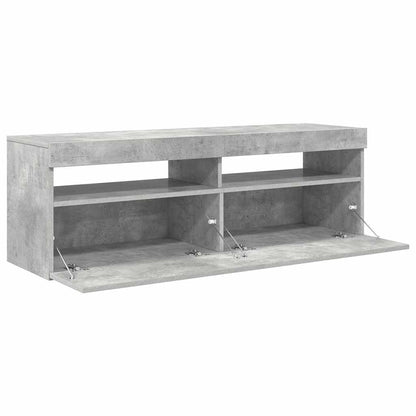 804377 vidaXL TV Cabinet with LED Lights Concrete Grey 120x35x40 cm