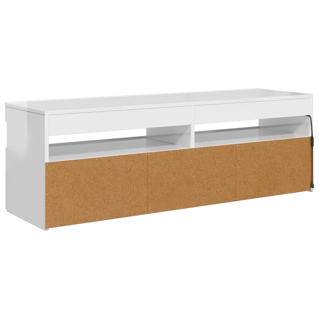 TV Cabinet with LED Lights High Gloss White 120x35x40 cm