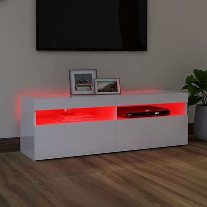 TV Cabinet with LED Lights High Gloss White 120x35x40 cm
