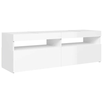 TV Cabinet with LED Lights High Gloss White 120x35x40 cm