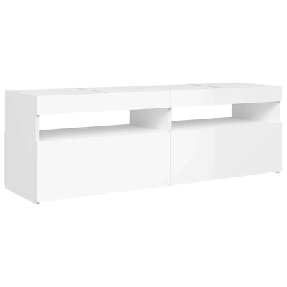 804379 vidaXL TV Cabinet with LED Lights High Gloss White 120x35x40 cm