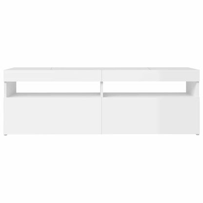 TV Cabinet with LED Lights High Gloss White 120x35x40 cm