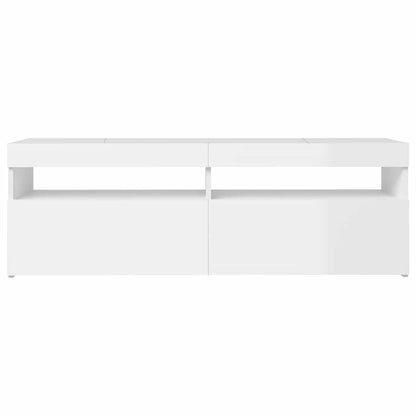 804379 vidaXL TV Cabinet with LED Lights High Gloss White 120x35x40 cm