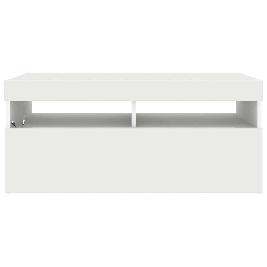 TV Cabinet with LED Lights White 90x35x40 cm